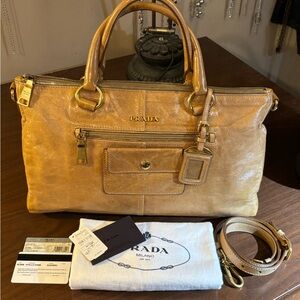 Prada Vetello shine leather satchel